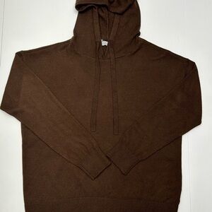 Women's Brown Cashmere Wool Blend Hooded Sweater S By Members  Mark
